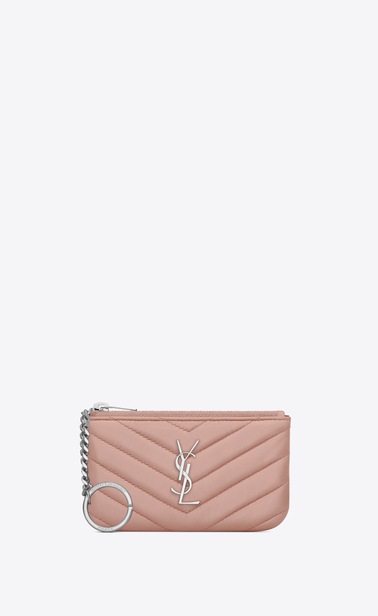 monogram key pouch in matelassé leather